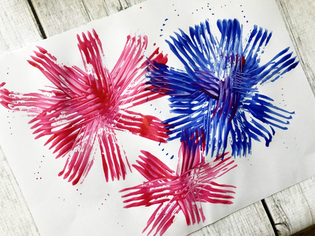 Festive Fork Fireworks Craft Teaches Color Combos - The Everyday Mom Life