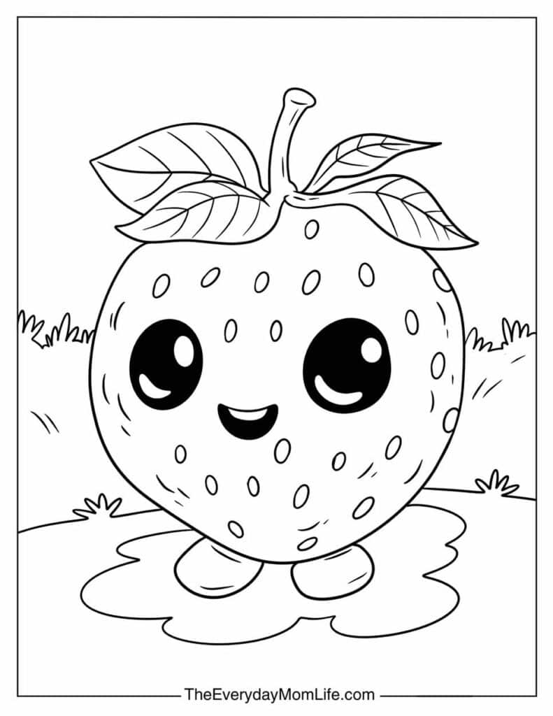 Adorable Strawberry Buddy for Coloring