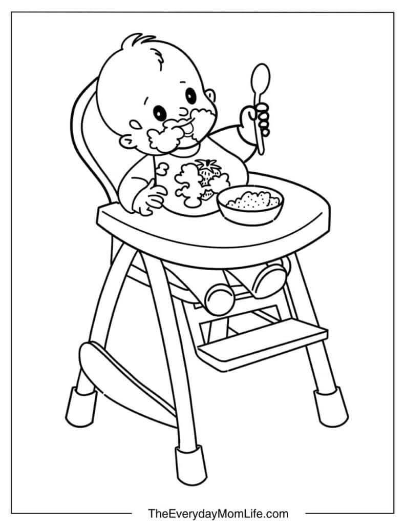 Baby Eating in High Chair