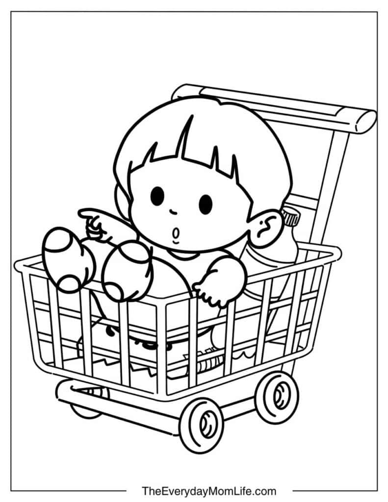 Baby Girl in the Shopping Cart