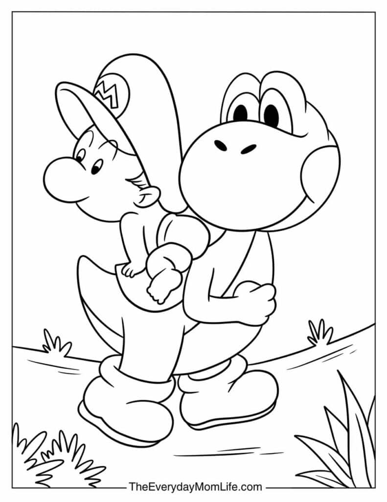 Baby Mario Rides Yoshi