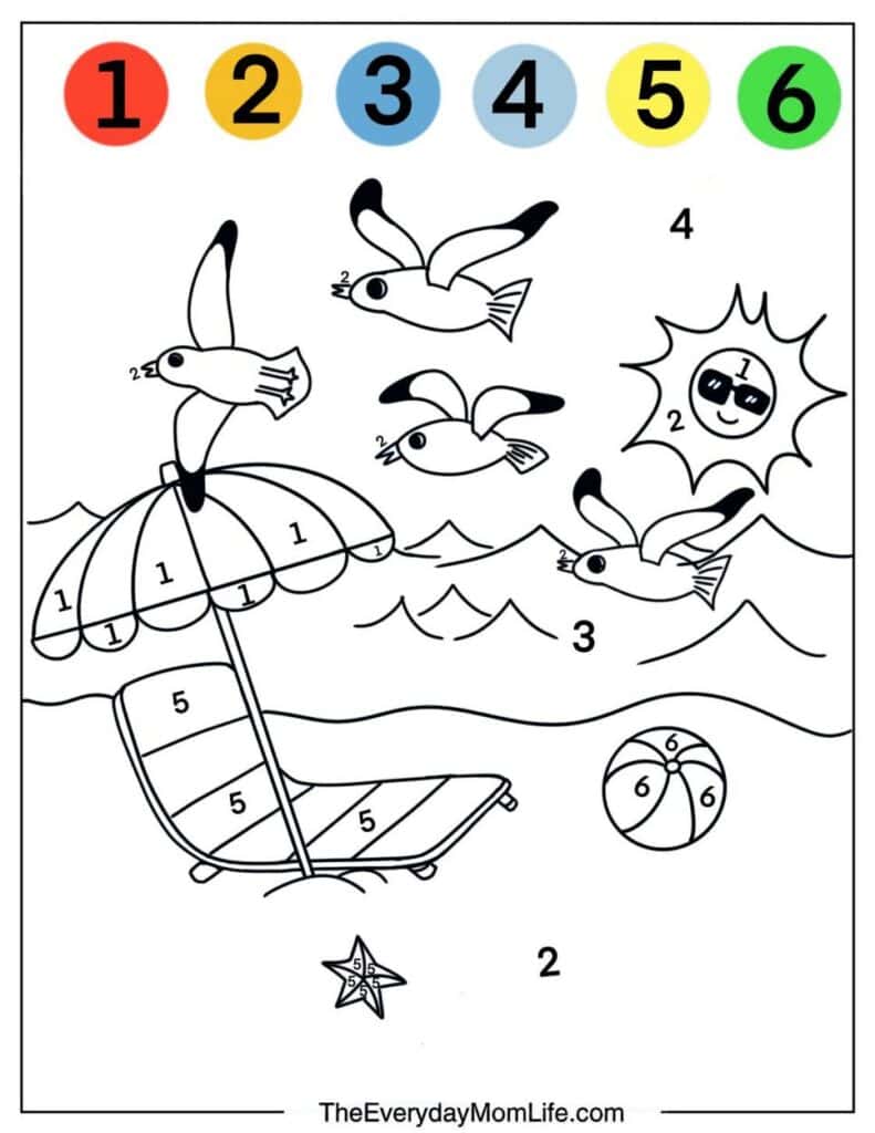 Beach Coloring by Numbers