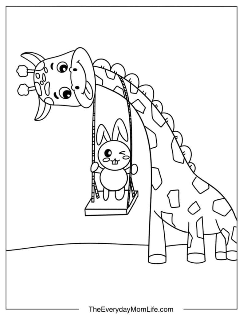 Bunny Swinging on a Giraffe's Neck