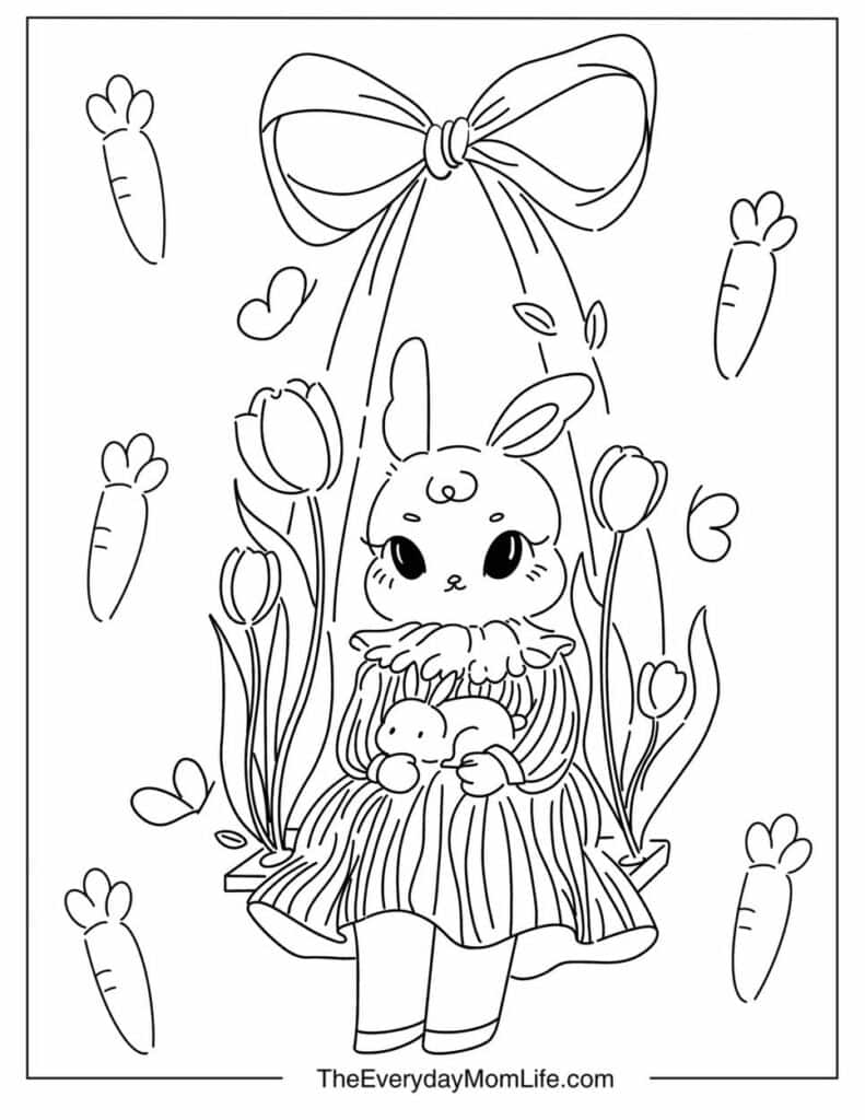 Bunny in a Dress on a Swing