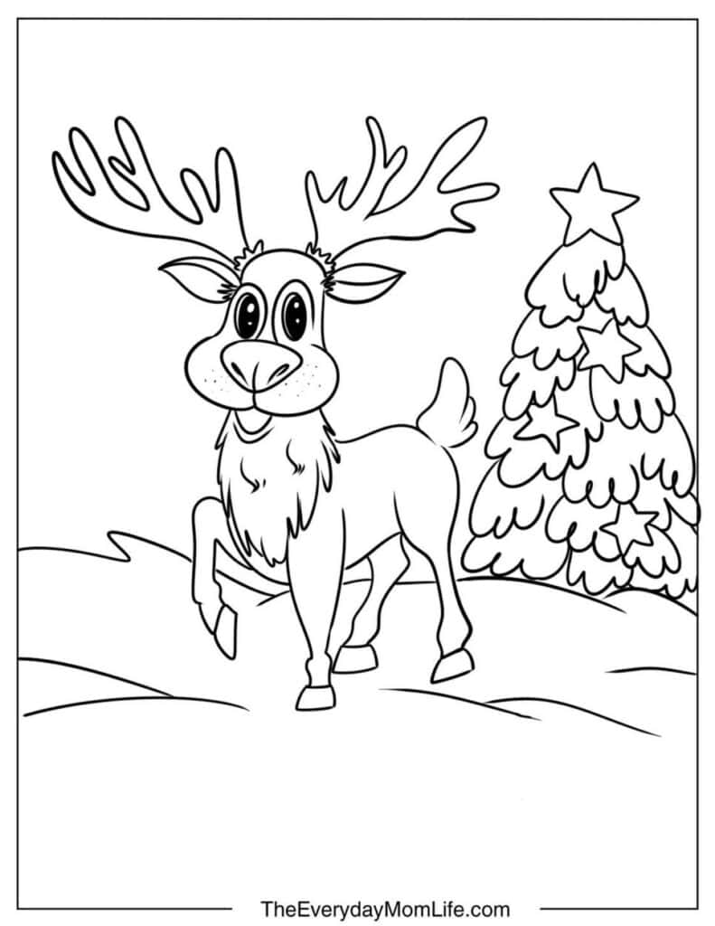 Cartoon Reindeer For Coloring