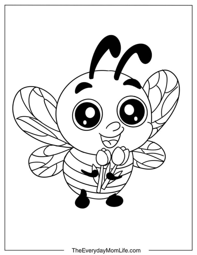 Cute Bee with a Bouquet