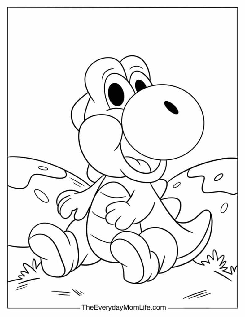 Cute Yoshi Coloring Page