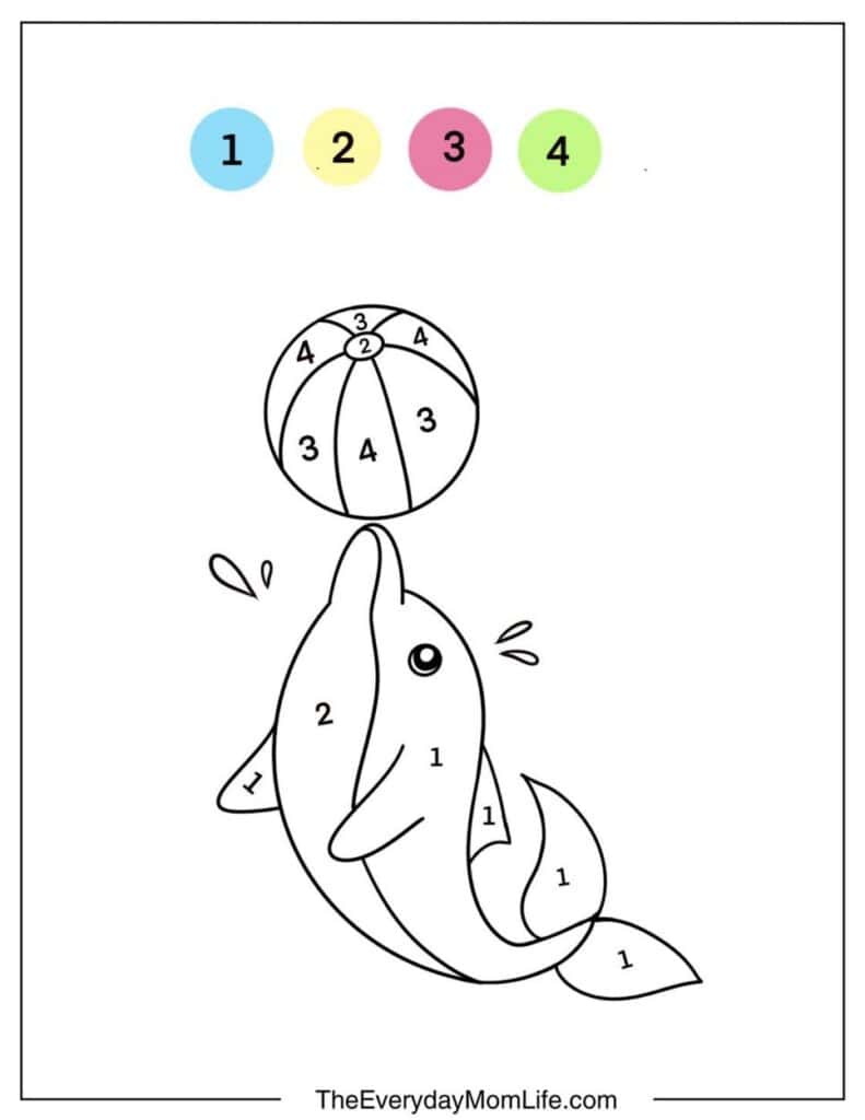 Dolphin Coloring By Number