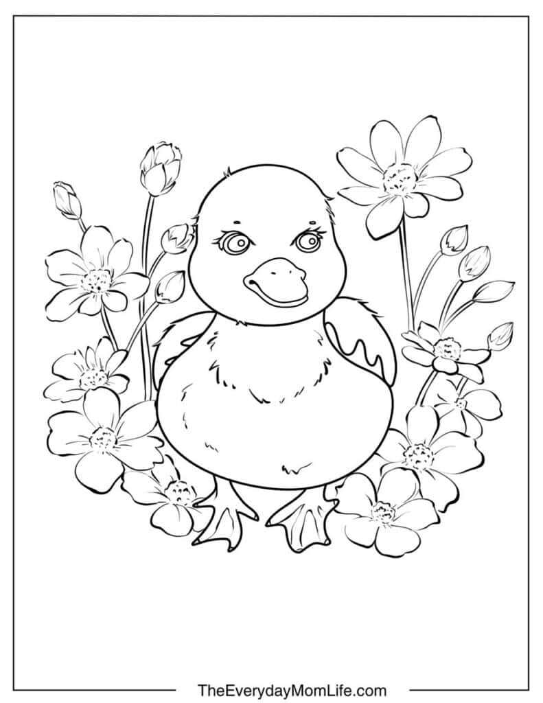 Duck in the Flower Bushes