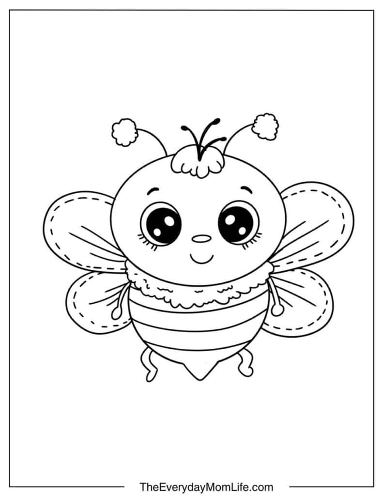 Easy Bee Coloring Page