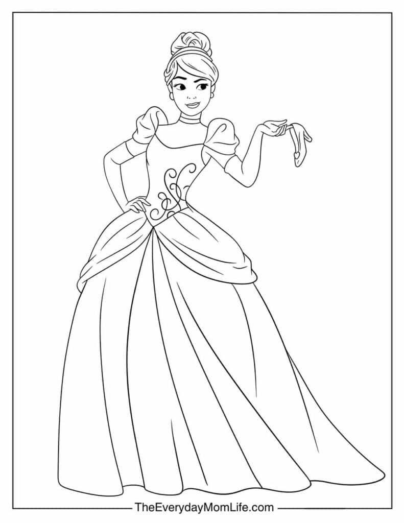 Easy Cinderella Coloring Page