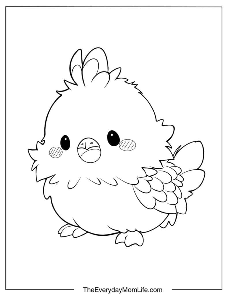 Easy Cute Chick for Kids to Color