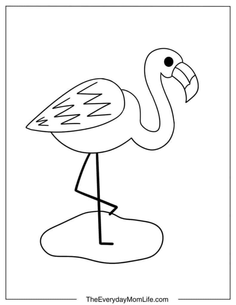 Easy Flamingo Coloring Page