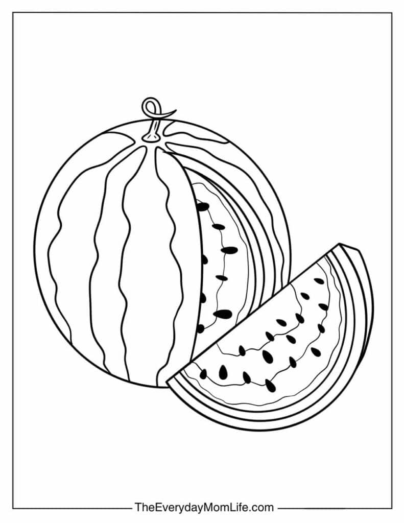 Easy Watermelon Coloring Page