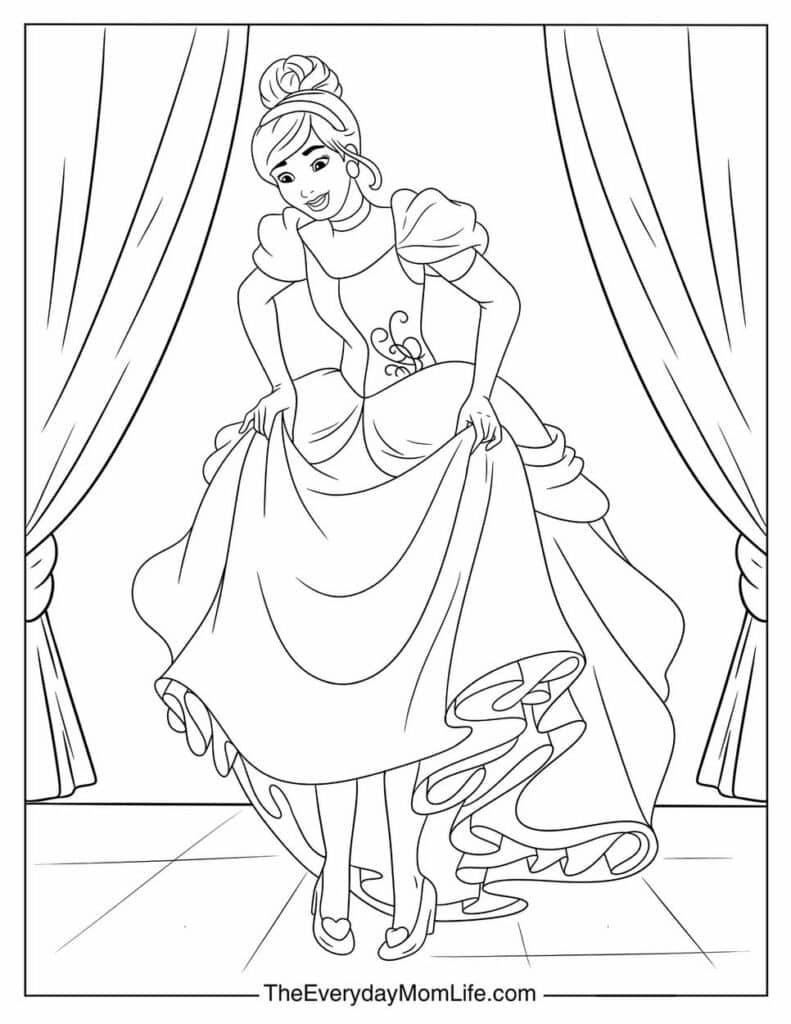 Elegant Cinderella Coloring Page