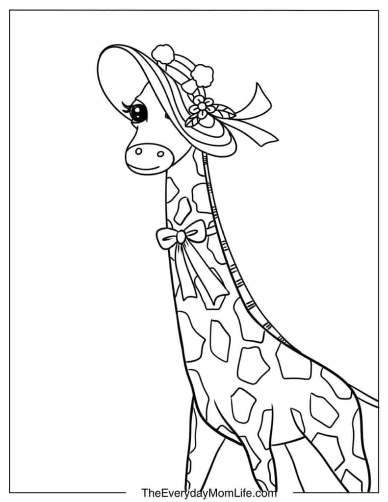 Elegant Lady Giraffe with a Hat