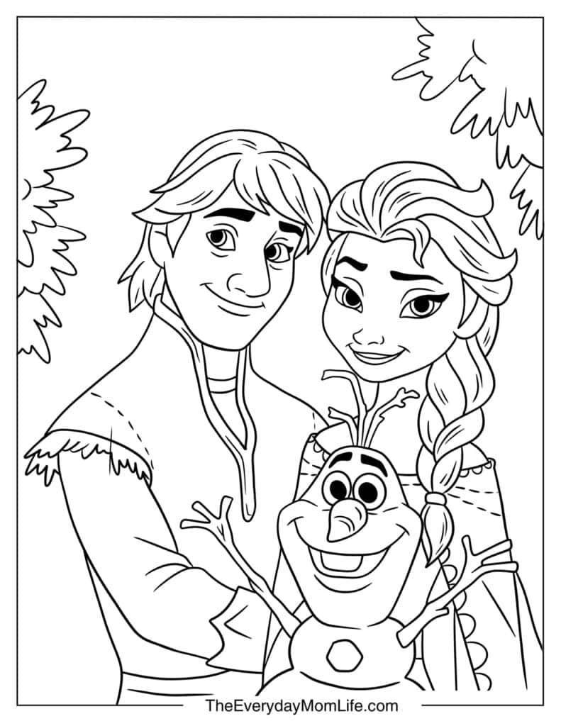 Elsa, Kristoff, and Olaf Come Together