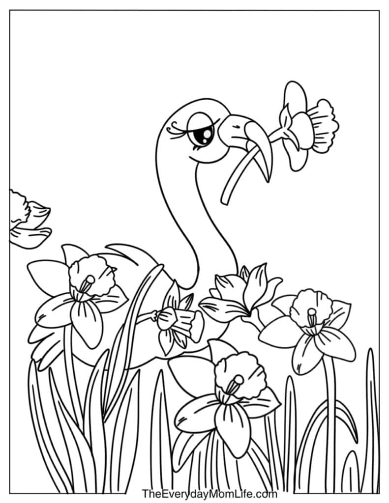 Flamingo with Flower