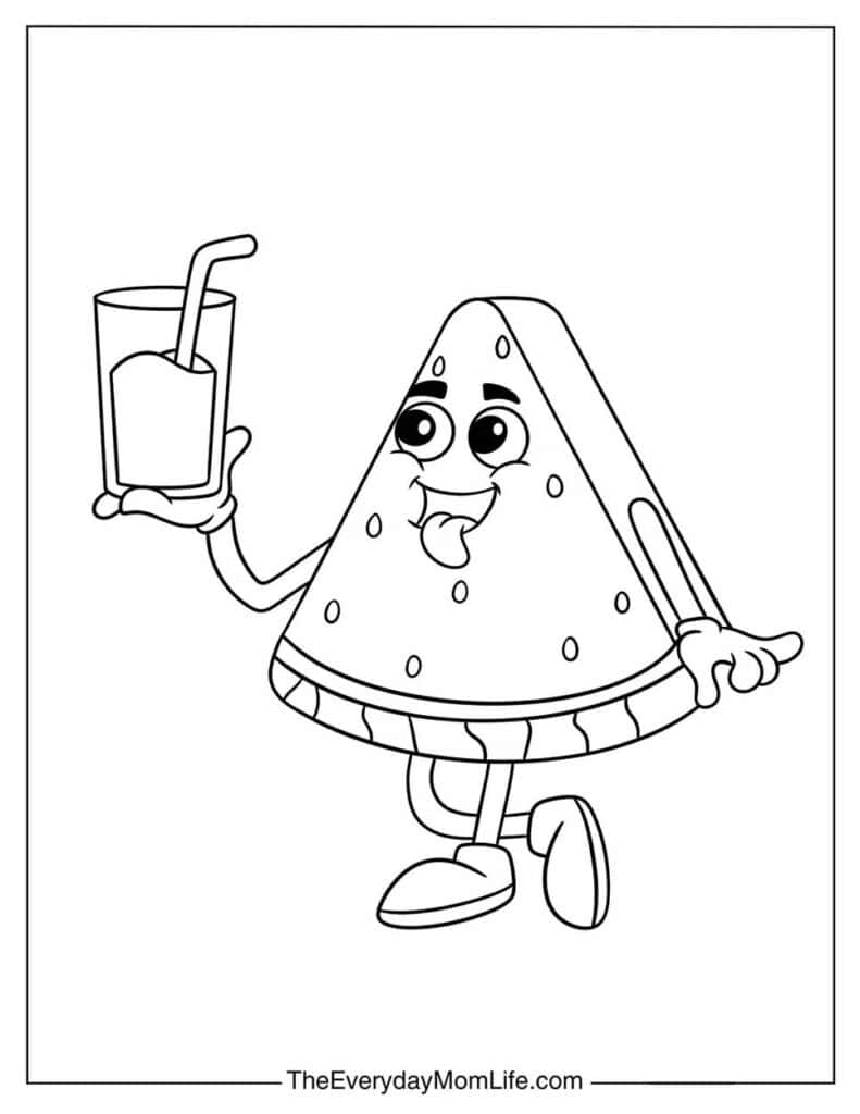 Fun Watermelon Slice Coloring Page