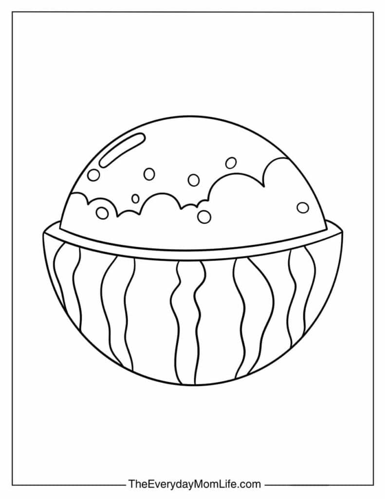 Half-Peeled Watermelon Coloring Page