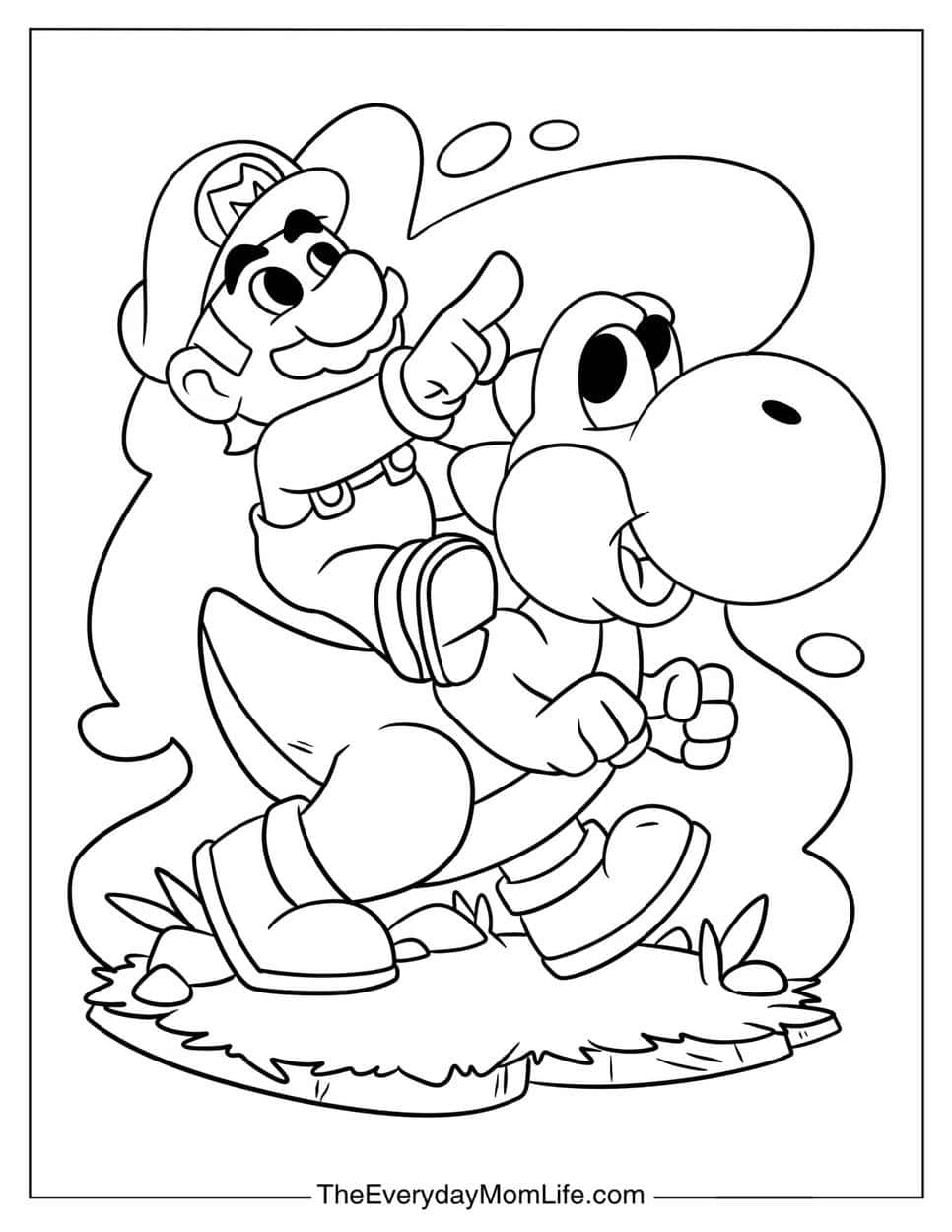 PDF Printable Yoshi Coloring Pages - The Everyday Mom Life