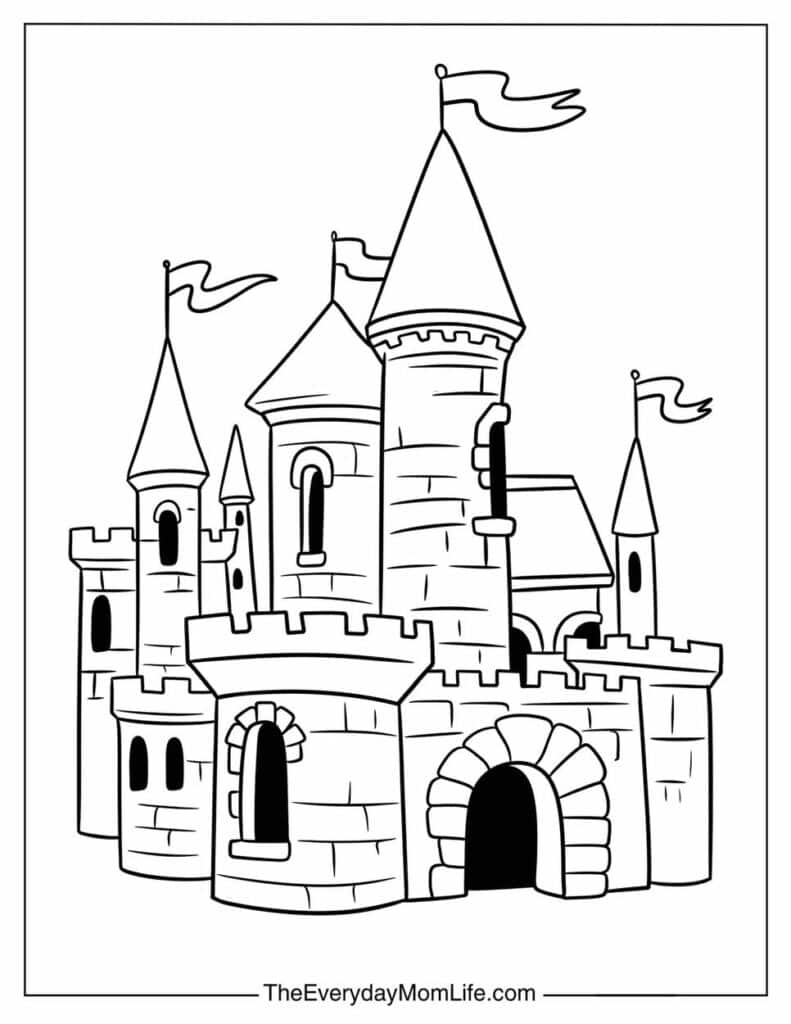 Medieval Castle Coloring Page