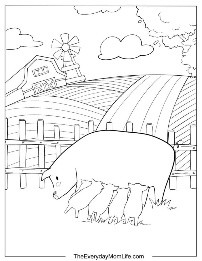 Pig Coloring Pages for Kids (Free PDF)