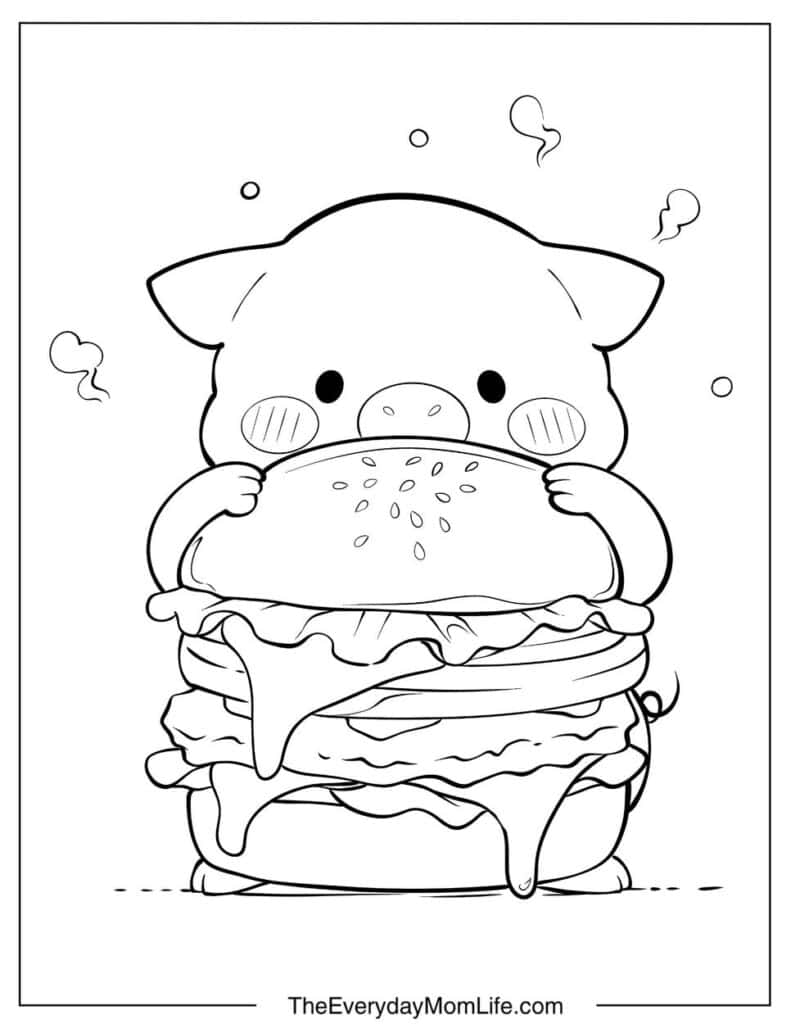 Pig Eating a Burger