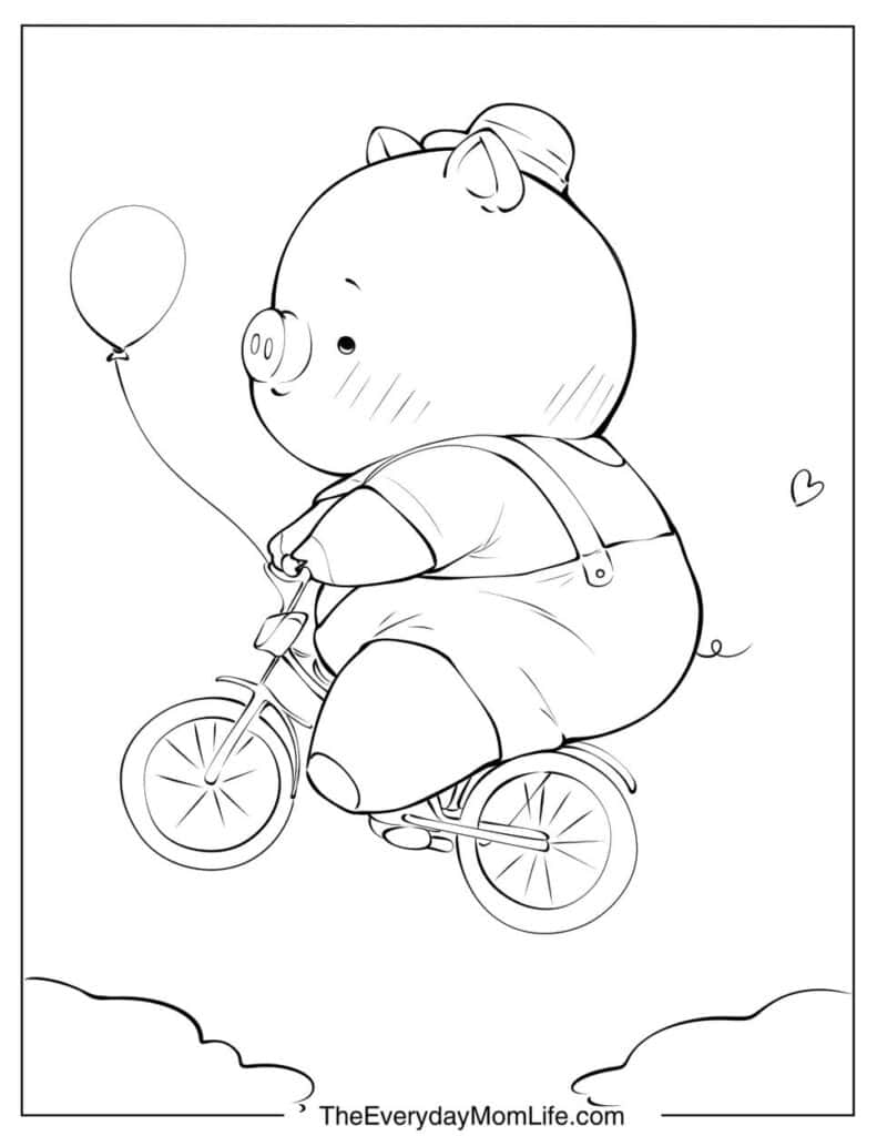 Pig Riding a Bike in the Sky