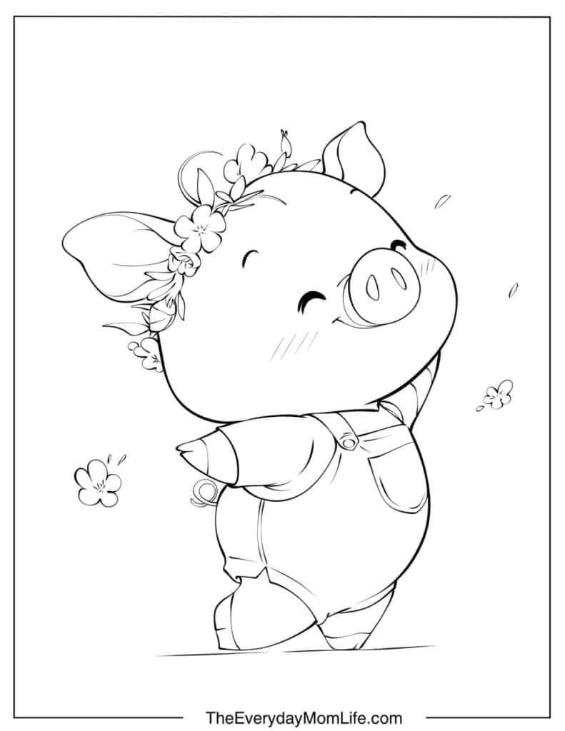 Pig with a Flower Crown