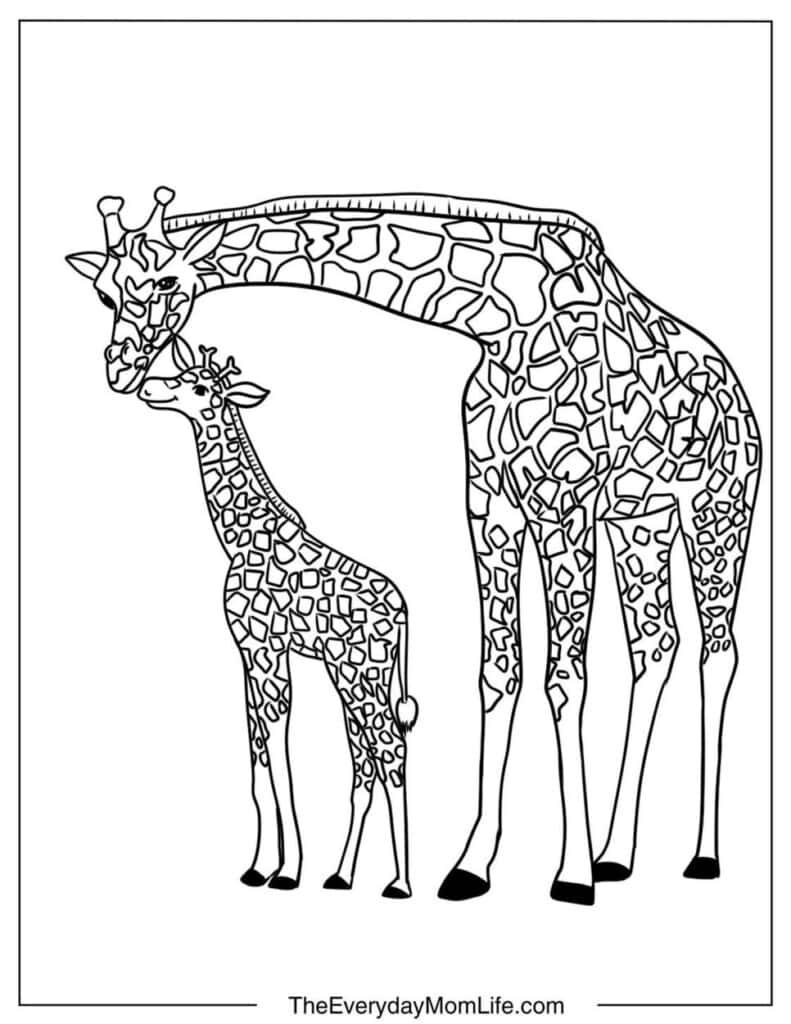 Realistic Giraffe Mom and Baby