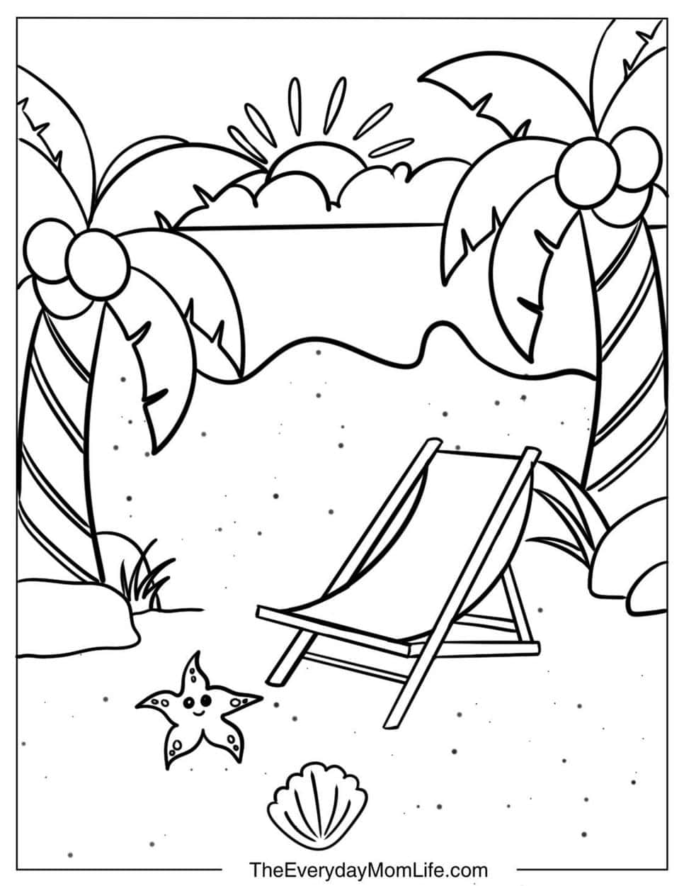 Beach Coloring Pages for Kids (Free PDF)