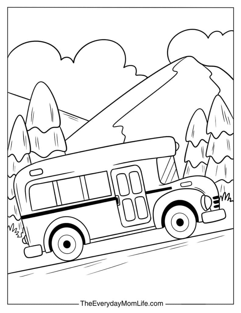 School Bus Climbing the Hill