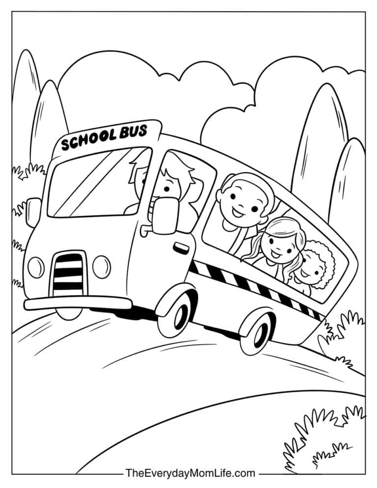 Free Printable School Bus Coloring Pages - The Everyday Mom Life