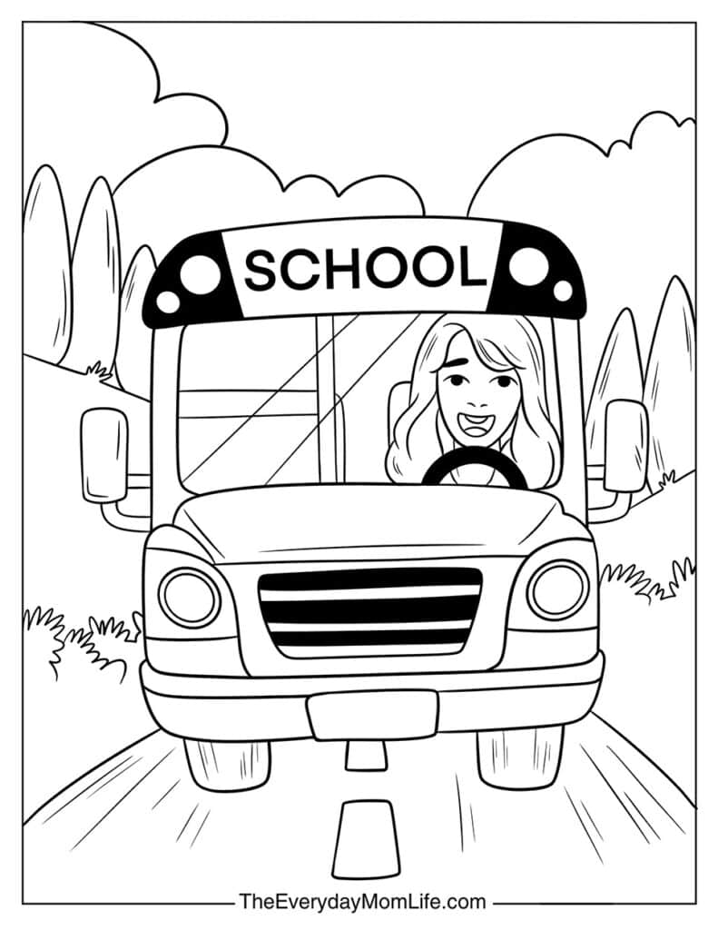 School Bus with Lady