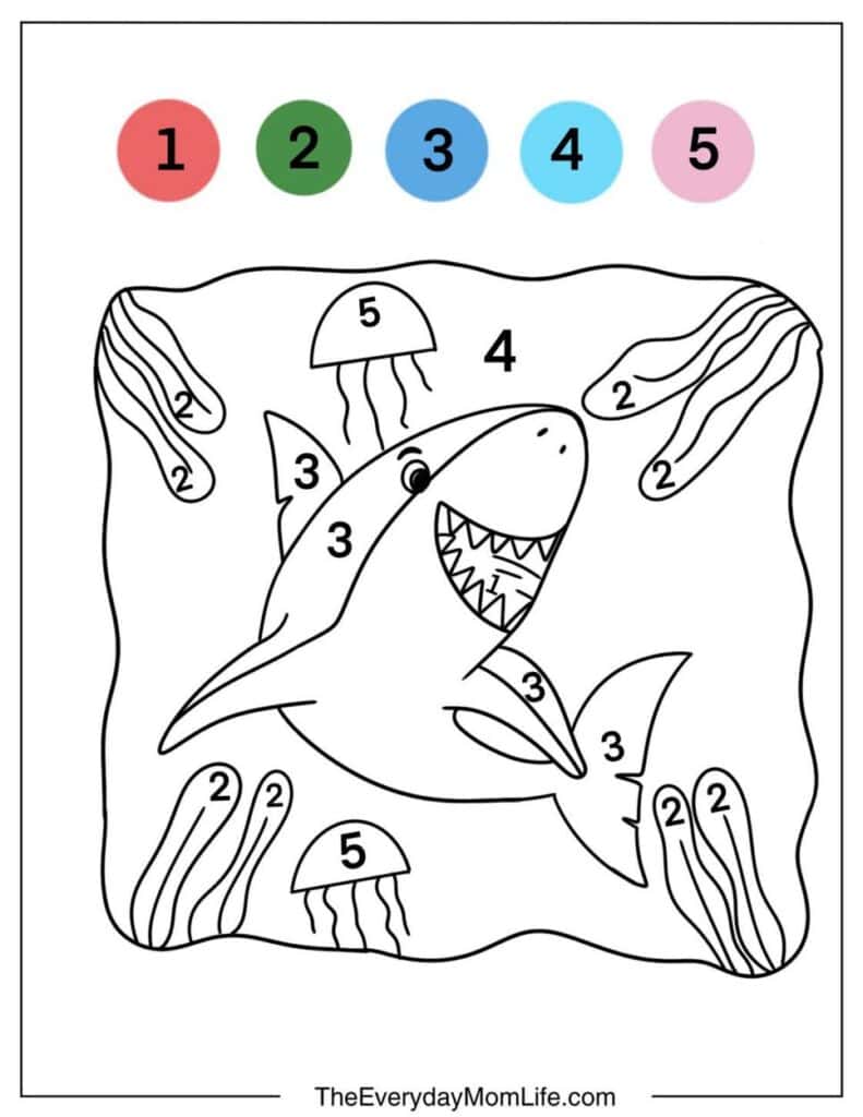 Shark Coloring By Numbers