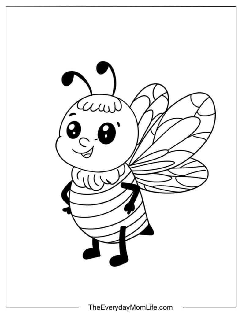 Simple Bee Coloring Page for Kids