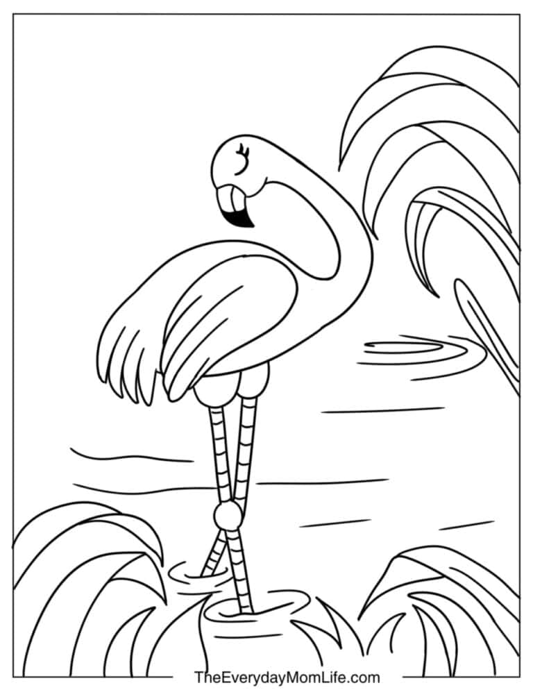 PDF Printable Flamingo Coloring Pages