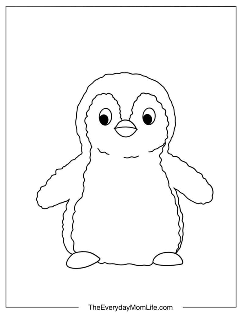 Simple Penguin Baby Coloring Page for Kids