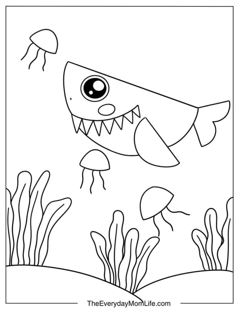 Simple Shark Coloring Page