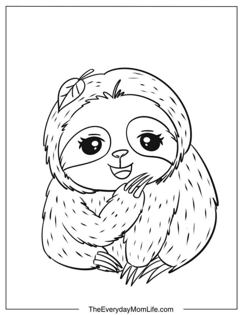 Simple Sloth Coloring Page