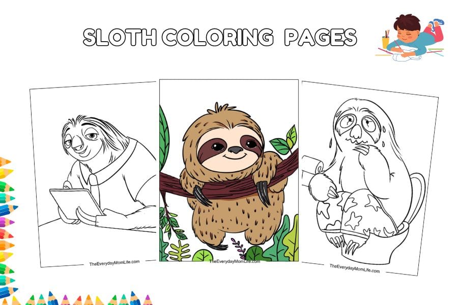 Sloth Coloring Pages