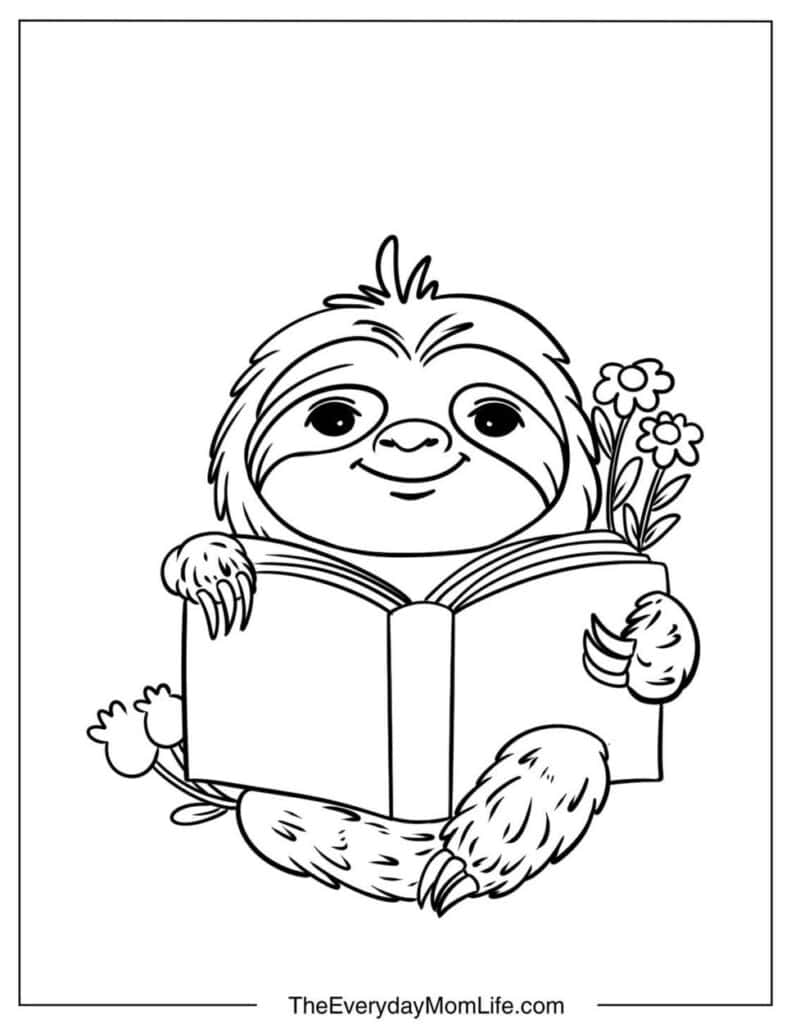 Sloth Reading a Book