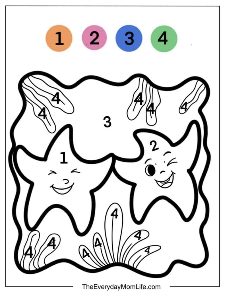 Starfish Coloring By Number