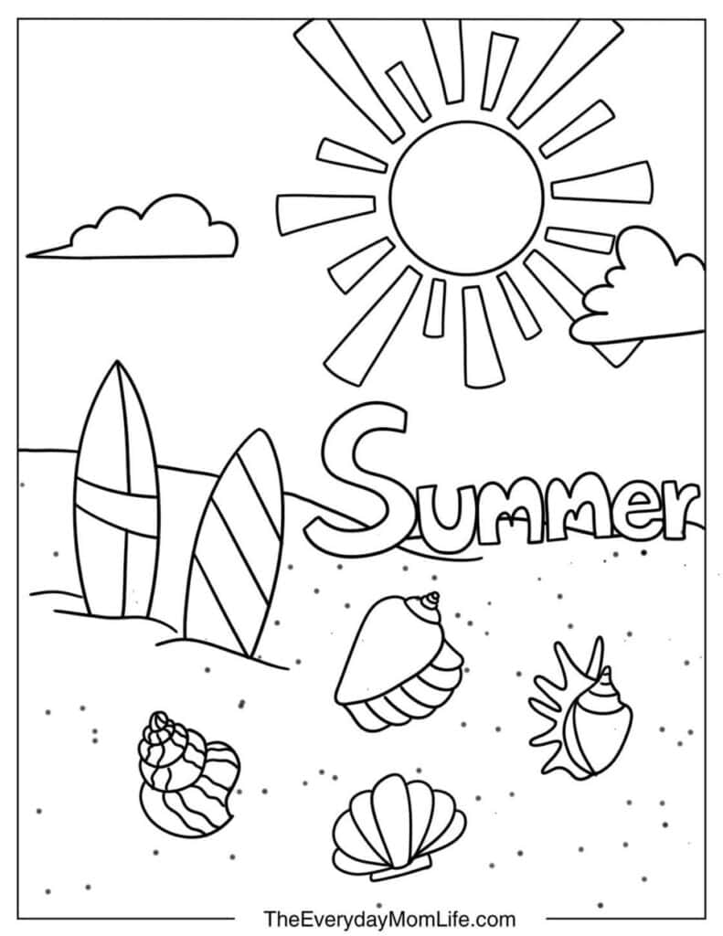 Beach Coloring Pages for Kids (Free PDF)