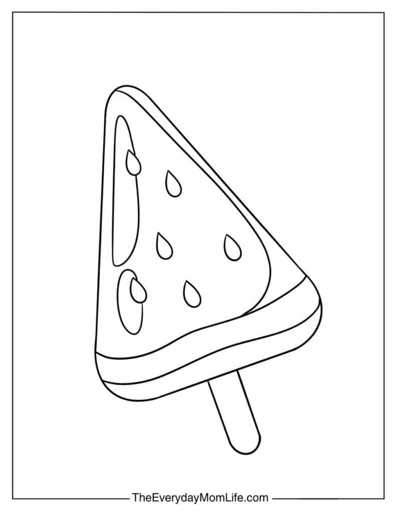 Watermelon Ice Pop Coloring Page for Kids