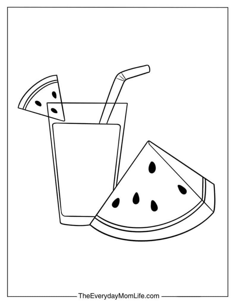 Watermelon Juice Coloring Page