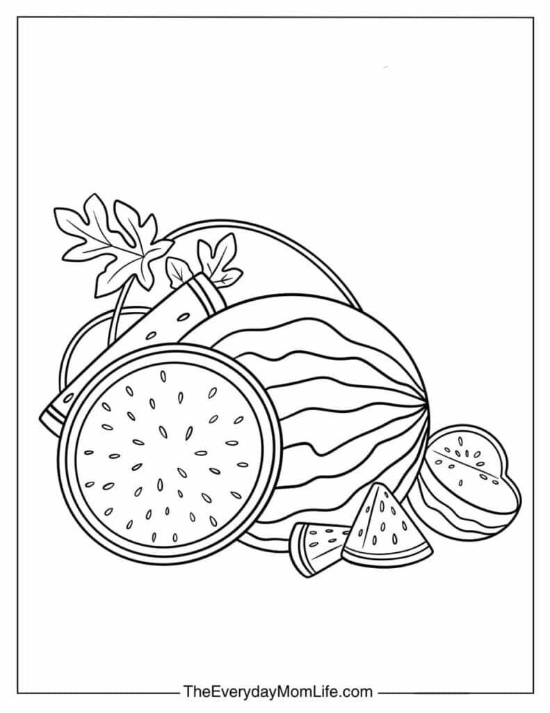 Watermelon Line Art for Coloring