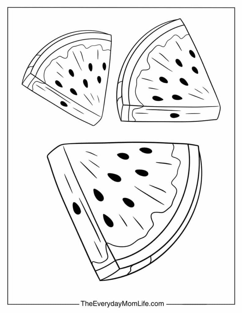 Watermelon Wedges Coloring Page