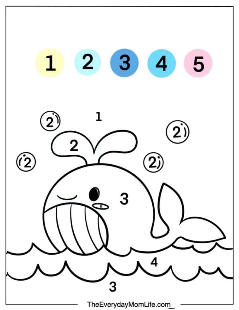 Whale Coloring by Numbers